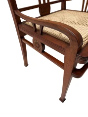 Art Nouveau Armchair with Wicker Seat by H.P. Mutters & Zoon, 1900s